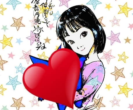 筆ペンで推しキャラとのツーショットアイコン描きます