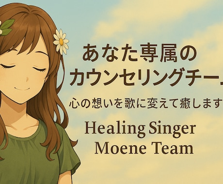 専属のカウンセリングチームが心を癒す歌を届けます 心理カウンセラー資格者＋シンガーMoeneによるチーム体制 イメージ1