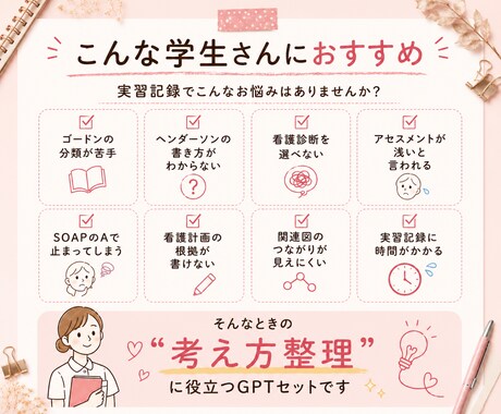 看護過程まるっとサポートGPTパックで支援します 答えを出すAIではなく、考える力を育てるAI イメージ2