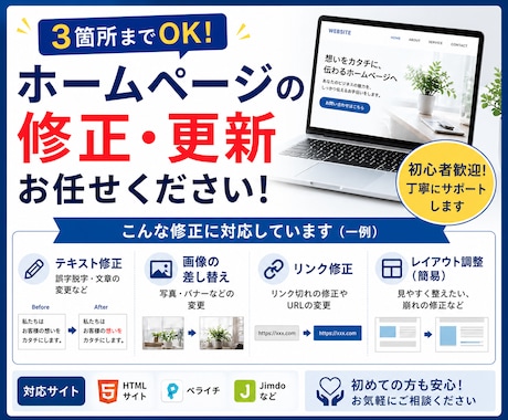 3箇所までOK！ホームページ修正・更新します 初心者歓迎！丁寧対応で安心サポート 小さな修正OK イメージ2