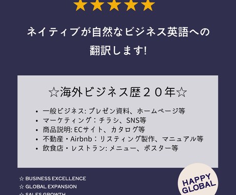 ネイティブが自然なビジネス英語への翻訳します ☆海外ビジネス歴２０年＋ニュアンスを汲み取る英訳！☆ イメージ1