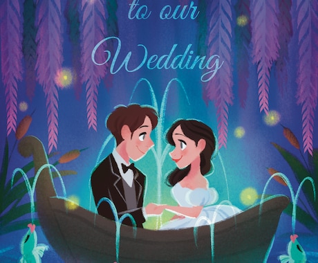 素敵なウェルカムボード用イラストを描きますます 海外アニメ風イラストであなたの結婚式をお手伝いします。 イメージ2