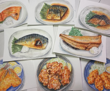 水彩画で美味しそうな料理イラスト描きます イメージ1