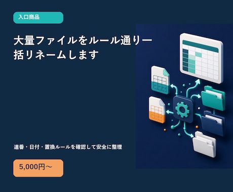 大量ファイルをルール通り一括リネームします 連番・日付・置換ルールを確認して安全に整理 イメージ1