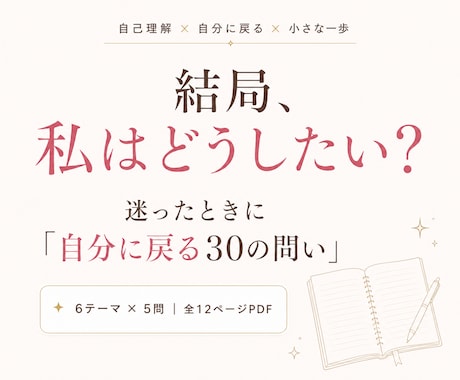 迷ったときに自分に戻る「30の問い」を届けます 気持ちが揺れたとき、自分の気持ちと選択を整理する書込みワーク イメージ1
