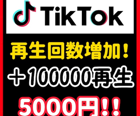 TikTok再生回数を＋100,000回増やします TikTok再生回数の他にいいね数オプションもございます イメージ1