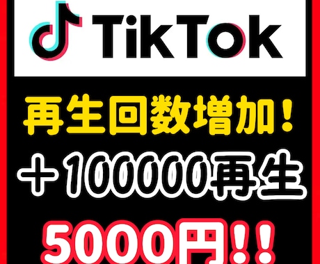 TikTok再生回数を＋100,000回増やします TikTok再生回数の他にいいね数オプションもございます