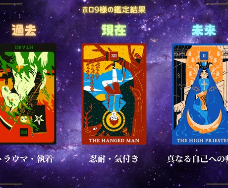 あなただけのタロット診断を画像でお届けします スリーカードで紡がれる、唯一無二の物語… イメージ1