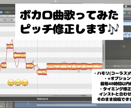 最短即日◎歌ってみたのピッチ修正します ボカロ曲歌ってみたのピッチ・タイミング修正、ハモリ作成等 イメージ1