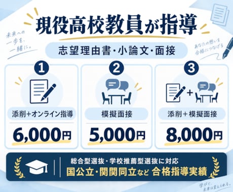 総合型選抜•学校推薦、しっかり対策します イメージ1