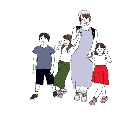 家族や大切な人との記念日・思い出を、似顔絵にします 思い出を、おしゃれな似顔絵に。誕生日や家族の記念を1枚に イメージ1