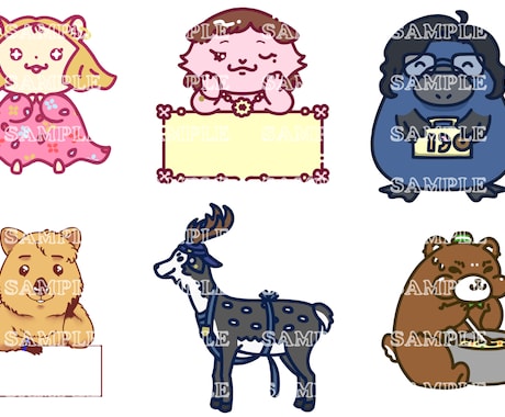 指定の動物や色、服などを元にミニキャラを制作します 独自の視点で特徴を捉えてかわいいキャラクターに仕上げます。 イメージ1