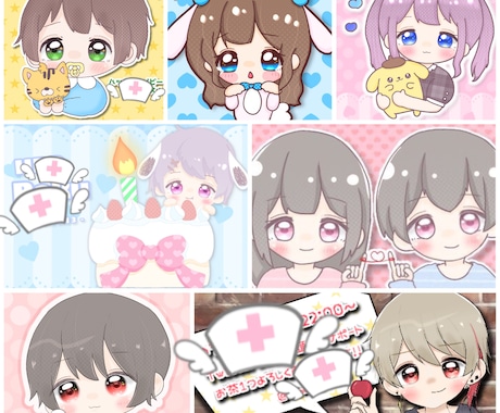 Twitter・SNSのアイコン、パネル絵かきます ♡可愛いデフォ系のイラスト専門♡ イメージ1
