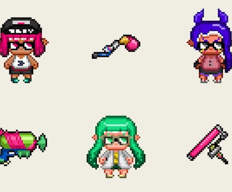 スプラトゥーンのイカしたドット絵アイコン描きます SNSアイコンやチームメンバーへのプレゼントに！ イメージ1