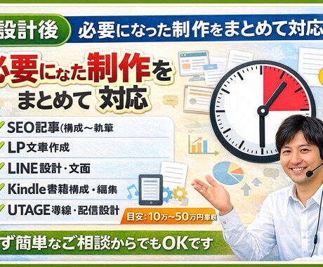 商品設計後の制作をまとめて対応します LP・LINE・記事など内容に応じて イメージ1