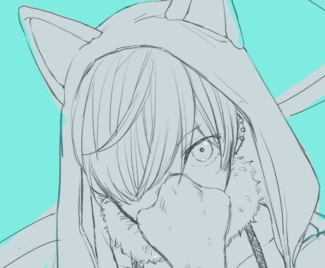 2色アイコンかきます お試し用でご依頼ください☺️ペン画風＋背景単色付き イメージ1