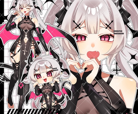 全身＋アップ＋デフォのイラストを描きます 全身・アップ・デフォを1枚に詰め込んだ豪華なイラストを制作 イメージ2