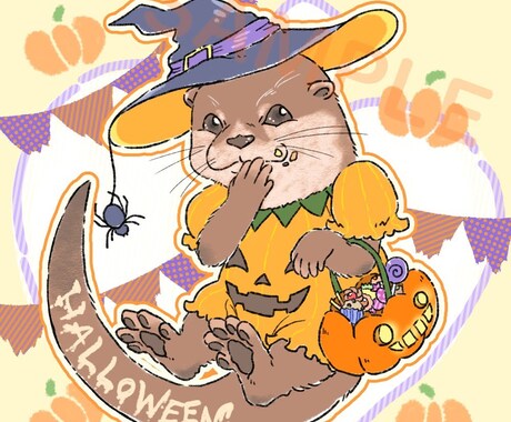 ハロウィン限定☆生き物×ハロウィンアイコン描きます 商用可!ペットやお好きな動物をハロウィンと掛け合わせます イメージ1