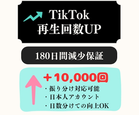 自然で徐々にTikTokの再生回数増やします 日本人アカウントでTikTokの再生数を増やします！ イメージ1