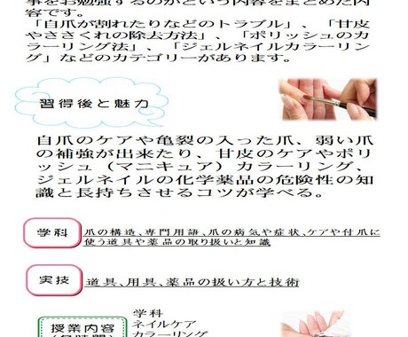 本格的に学ぶのを迷ってる方、セルフネイラーさんます ネイルは、どんな事をお勉強するのかををまとめて学べます。 イメージ1
