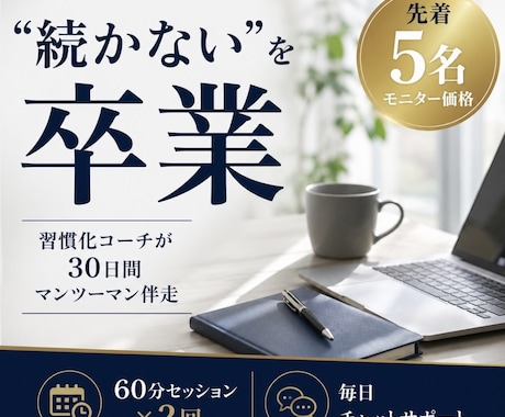 続かないを卒業!30日伴走の習慣化コーチします 意志の力に頼らない！あなたの生活に合う習慣の仕組みを作ります イメージ1