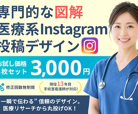 現役看護師が医療系インスタ投稿をデザインします 13年目手術室看護師が監修！正確な伝わる図解を修正無制限で。 イメージ1