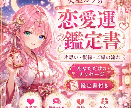 恋愛占いで片思い・復縁・相手の気持ちを鑑定します 鑑定書付き｜3,000文字以上で恋の流れを丁寧に読み解きます イメージ1