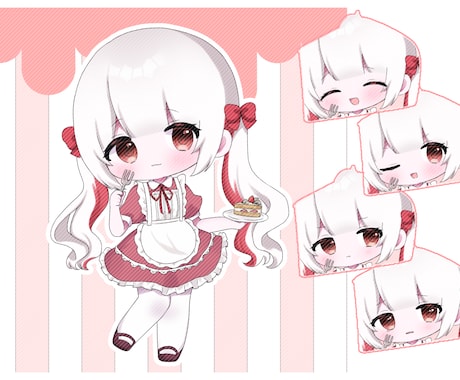 ちびキャラ・ミニキャラ・SDイラストを描きます ♡ 表情差分５パターンセットです︎ ♡ イメージ2