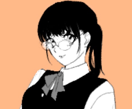 アイコンのモノクロ カラーイラスト描きます 1800円～モノクロメインの和風ファンタジー系女の子イラスト イメージ1