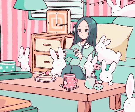 ゆるくてシンプルな挿絵・イラスト描きます 背景やごちゃごちゃとしたインテリアのイラストが得意です。 イメージ1