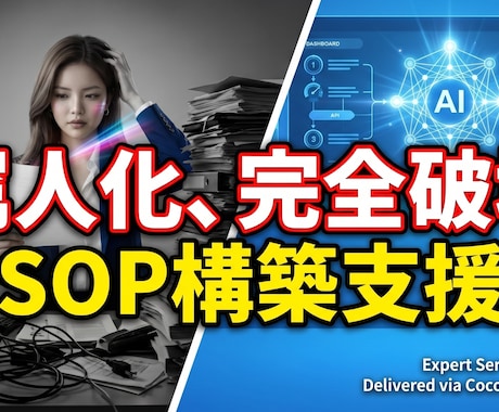 巨大組織の属人化をAIとSOPで破壊します あの人がいないと回らない現場をAIで仕組み化します イメージ1