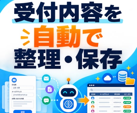 フォーム受付とメール通知を自動化します 受付・記録・確認メールを一つの流れに イメージ2