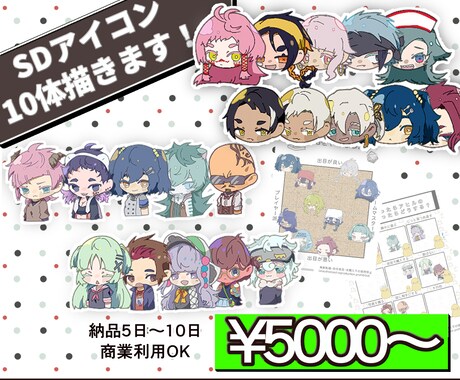 シンプルで可愛い顔アイコン10個から描きます テンプレート／グッズ／配信スタンプなどでお探しの方大歓迎！ イメージ1
