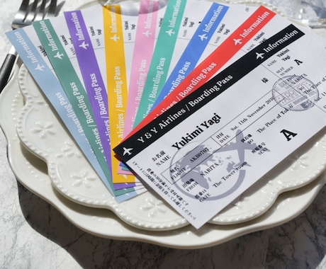 航空券風エスコートカード／お好きなデザイン選べます 【40枚〜】結婚式・ウェディング／オーダー対応／ミシン目入り イメージ2