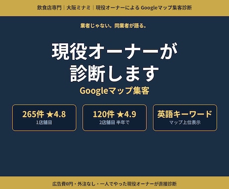 現役の飲食店オーナーがマップ集客を診断します 「飲食店の売上につながるグーグルマップ集客を診断します」 イメージ1