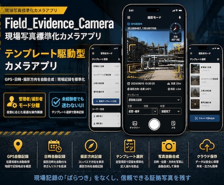 現場写真の「ばらつき」をなくす撮影アプリ作ります イメージ1