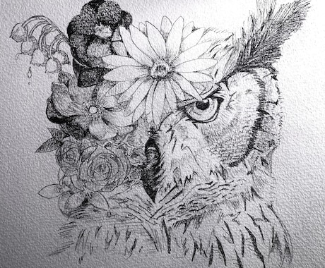 動物×花のアート風イラスト描きます 動物や大切なペットを幻想的なイラストにします イメージ2