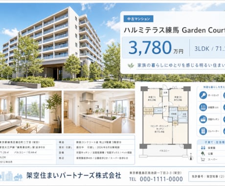 売買物件のマイソク(販売図面)を作成します 選べる3案。販売活動に使える見やすい販売図面を最短24時間で イメージ2