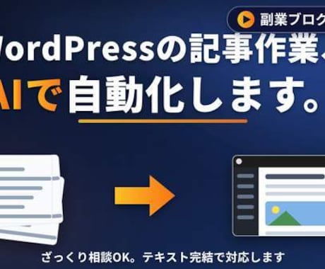 初心者OK｜WordPress記事AI自動化します ざっくり相談OK・副業ブログで運用中／テキスト完結対応 イメージ1