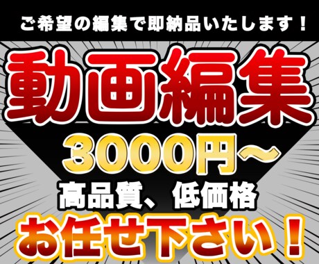 最短即日!!高品質、低単価で動画編集致します 継続依頼大歓迎!!確かな品質をお約束致します。 イメージ1
