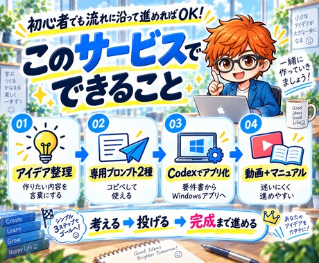 CodexでWindowsアプリ作る方法を教えます プログラミング知識0でOK！アイデアを用意するだけ！ イメージ2