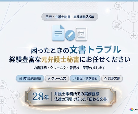 内容証明・クレーム文など 冷静な文章で作成します 28年の実務経験に基づき丁寧に作成します イメージ2