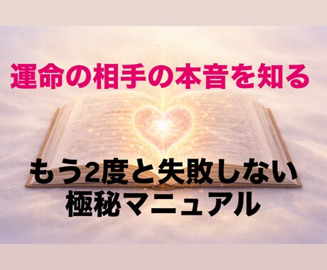 運命の相手を取り戻す極秘攻略マニアルをお渡しします 相手を変えずに、関係を動かす「魂の取」 イメージ1