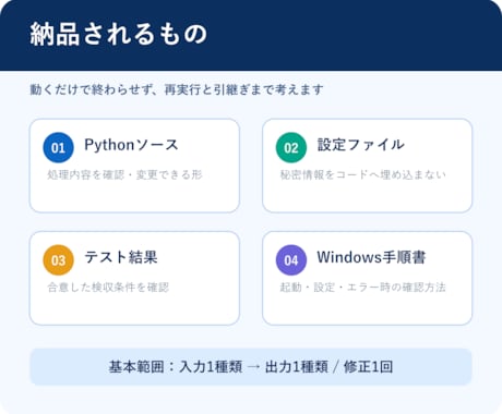Excel・CSV・PDF作業を自動化します Windows対応のソース・テスト・手順書まで納品 イメージ2