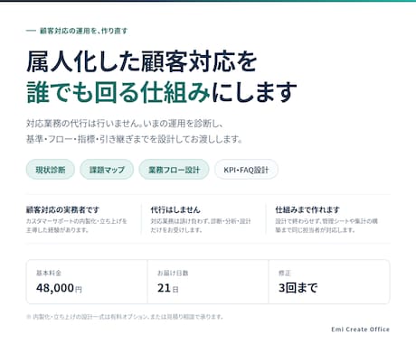 顧客対応の運用を診断し設計します 属人化した顧客対応を、誰でも回る仕組みにします イメージ1