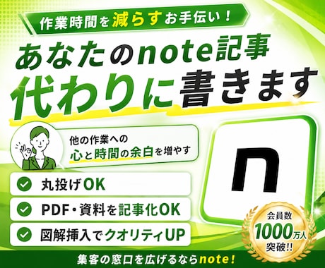 note記事をあなたの代わりに全部書きます 丸投げOK！あなたの作業時間を減らすお手伝いをします イメージ1