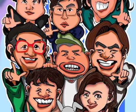 誇張を主に似顔絵を描きます 芸能人ご家族の写真などありましたら似顔絵を個性的に描きます イメージ2