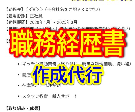 1枚3000円で職務経歴書を作成代行します とりあえず提出できる職務経歴書を作成代行します！ イメージ1