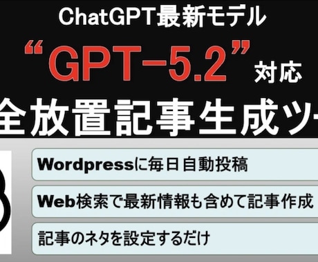 記事作成～ワードプレスへの記事投稿を全自動化します 【GPT最新モデル対応】ブログ記事の完全自動作成＆投稿ツール イメージ1