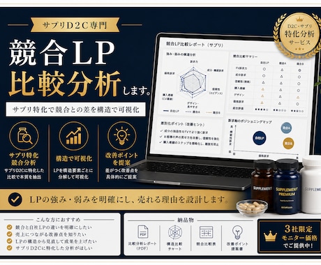 サプリD2C専門｜競合LP比較分析します サプリ特化で競合との差を構造で可視化 イメージ1